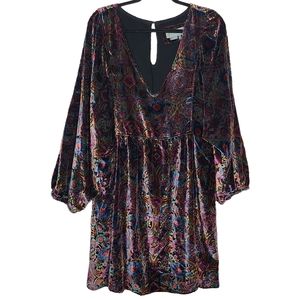 Anthropologie Mona Burnout Velvet Mini Dress OB1243187 Extra Large